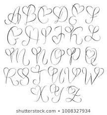 Hand Drawn Alphabet Calligraphy Letters With Heart Curls Calligraphy Handwriting Lettering Alphabet Tattoo Lettering Fonts