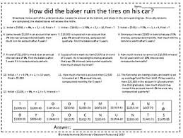I = prt = $5,000 × 11% × 90 360 = $137.50 b. Simple And Compound Interest Riddle Worksheet Tpt