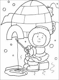 Printable Coloring Pages For Kids Eskimo Fishing In The Front Of Igloo Coloring Sheet Printabl In 2020 Coloring Pages Winter Winter Preschool Coloring Pages For Kids