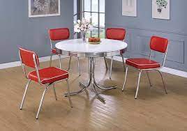 The first is a basic setting, which is used during everyday dinners, weekend brunches, and casual events. Coaster 2388 2450r 5 Pc Ebern Designs Cousteau Retro Chrome Finish 50 S Diner Round White Top Dining Table Set