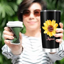 Amazon.com: Vaso de café personalizado, nombre personalizado Let Hope Bloom  Girasol Vaso para hombres y mujeres Niña Hermana, vaso de acero inoxidable  de 20 30 onzas, regalo único de cumpleaños de Navidad :