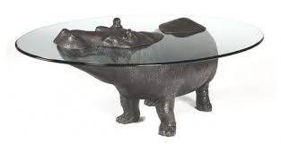 Baby Hippo Glass Table Animal Coffee Table Coffee Table Hippopotamus