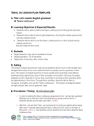 Tesol 302 Lesson Plan Template Lesson Plan English As A Second Or Foreign Language