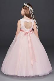 Ball Gown Pink Flower Girl Dress With Heart Cutout Davids