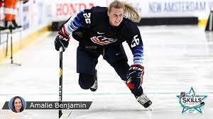 Throwing to a hockey player in the locker room. Coyne Schofield Shines In Fastest Skater At All Star Skills