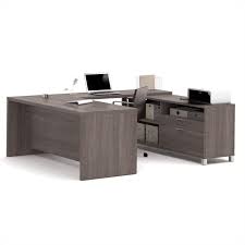 Custom wood creations specializes in custom woodwork and custom cabinetry. Bestar Pro Linea U Shaped Computer Desk In Bark Grey 120861 47