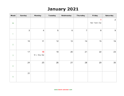 Here are the 2021 printable calendars 2021 on one page (horizontal holidays in red). January 2021 Blank Calendar Free Download Calendar Templates