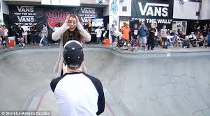 It's really fun to do together. Skateboarder Proposes To Girlfriend In California Daily Mail Online