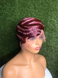 Wine Burgundy Finger Wave/full Lace