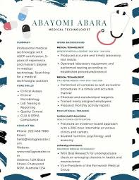 Frame this in a classical format that uses white space well, and you're good to go. Medical Technologist Resume Samples Templates Pdf Word 2021 Medical Technologist Resumes Bot