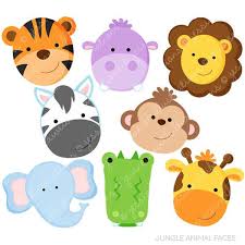 Jungle Animal Faces Cute Digital Clipart Commercial Use Ok Etsy Jungle Animals Animal Faces Clip Art
