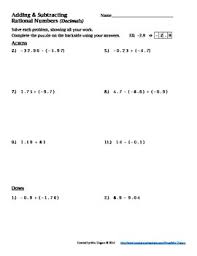 Adding & subtracting rational numbers: Cross Word Activity For Students To Practice Addition And Subtraction Of Rational Numbers Specif Subtracting Rational Numbers Rational Numbers Word Activities