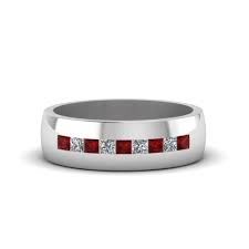 Browse the wide range of styles featuring contemporary metals. Channel Set Princess Cut Diamond Band For Men With Ruby In 18k White Gold Fascinating Diamonds
