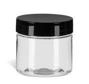 2 oz Clear PET Round Plastic Jar with Smooth Black Lid