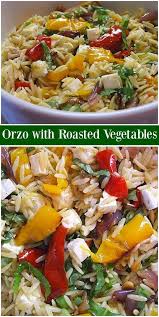 Orzo With Roasted Vegetables Recipe Roasted Vegetable Recipes Orzo Recipes Roasted Vegetables