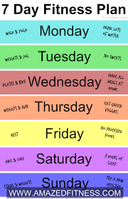 7 Day Fitness Plan Healthy Health Workout Fatloss Diet Fit Http Www Amazedfitness Com Workout Plan At Home Workout Plan 7 Day Workout Plan