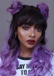 Long Haircuts With Bangs For Women Long Fringe Hairstyles Purplehair Bangs Fringe Longhair Hai Purple Hair Black Girl Light Purple Hair Hair Color Purple