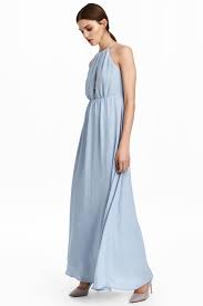 Long Dress With Lace Back Light Dusky Blue Women H M Us Long Dress Dresses Lace Dress