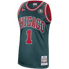Embroidered number 1 on front and back. Derrick Rose Chicago Bulls Mitchell Ness Hardwood Classics 2008 09 Authentic Jersey Green Bulls Chicago Derrick M Derrick Rose Rose Nba Chicago Bulls