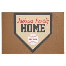 Large Baseball Family Home Plate Name And Year Doormat Zazzle Com Baseball Family Door Mat Home And Family