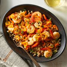 Italian Style Shrimp Sweet Peppers Over Fregola Sarda Pasta Recipe Stuffed Sweet Peppers Italian Style Shrimp Stuffed Peppers