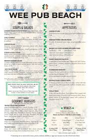 Wee Pub Beach Menu In Jekyll Island Georgia Usa