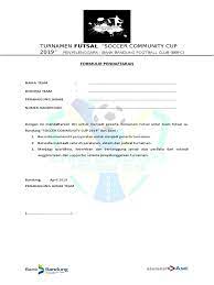 Contoh formulir pendaftaran turnamen futsal. Formulir Pendaftaran Turnamen Futsal