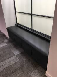 space saving black kitchen dinner bench