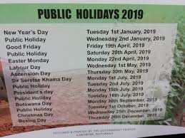 Spring public holiday the spring public holiday marks the start of the spring season and is celebrated every april in the uk. Employmentalert On Twitter Take Note Of The Bw Public Holidays 2019 Calendar
