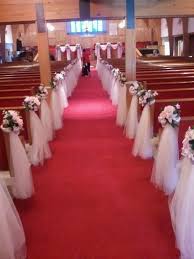 They also brought in nods to a's french heritage with yummy desserts like macarons and pièce montée. Church Wedding Aisle Decoration