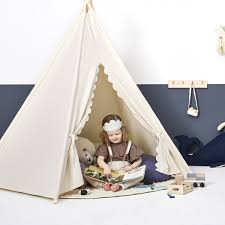 Luxury lace teepee is made with the premium materials that would offer you a sturdy and furthermore, this teepee play tent is really convenient for both kids and adults. Linen Teepee Play Tent 100 Cotton Canvas Teepee Play Tents