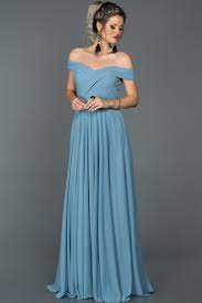 Mavi Kayik Yaka Sifon Abiye Abu021 Sifon Elbise Elbise Modelleri Elbiseler
