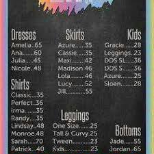 Lularoe Retail Price Chart