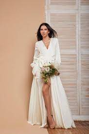 White silk dress, satin wrap dress bishop sleeves, flared mini silk dress, casual dress for everyday and special occasions, wedding dress. Pin On Wedding
