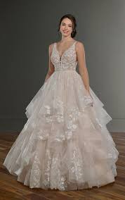 But the best part, aside from being able to celebrate with family and friends safely? Sleeveless V Neck Ballgown Wedding Dress With Layered Skirt Kleinfeld Bridal