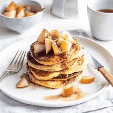 Serve with lashings of real maple syrup and extra butter, if you like. Ricotta Pancakes With Poached Pears Fluffy Pancakes Recipes Tasty Breakfast Ontbijt