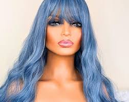 Cosplay Blue Short Hair Long Bangs Layered Party Cosplay Costume Anime Wig  Free Cap