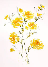 Yellow Flowers Art Original Watercolor Painting Floral Wall Decor Yellow Wildflowers Large Flowers Art Yellow Wall Decoration Yellow Flower Art Flower Art Yellow Flowers Painting