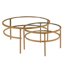 Wildon home 3 piece coffee table set brand: Crest Nesting Round 2 Piece Coffee Table Set Elegant Mid Century Modern Design Glass Walmart Com Walmart Com