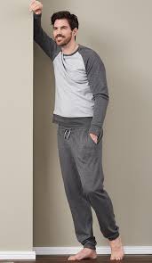 Ensemble de pyjama pour hommes en coton. Pyjama Homme Gris Coton Bio Certifie Gots