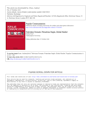 Pdf Television Formats Primetime Staple Global Market