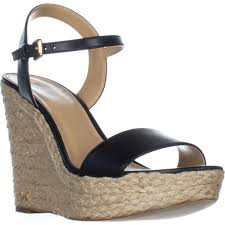 Michael Kors Michael Jill Wedge Espadrille Sandals Black