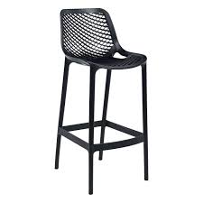 Voici un magnifique tabouret de bar moderne ou chaise haute fixe, en bois de manguier massif et métal peint noir. Tabouret De Jardin Moderne Ajoure En Polypropylene Air 4 Pieds Com