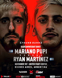 💥 It's going down at Young Guns 11 in Buenos Aires! 💥 🇦🇷 Mariano Pupi  vs. 🇦🇷 Ryan Martinez — two fighters ready to leave it all in the cage