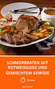 Schmorbraten Mit Rotweinsosse Und Gemischtem Gemuse Rezept Schmorbraten Gemischtes Gemuse Braten