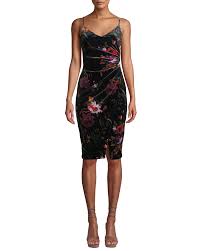Black Halo Bowery Ruched Floral Velvet Dress In 2020 Floral Velvet Dress Velvet Dress Dresses