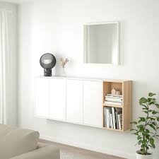 Eket Wall Mounted Cabinet Combination White White Stained Oak Effect Get It Here Ikea Ikea Wall Cabinets Eket Wall Mounted Cabinet