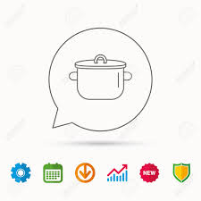 pan icon cooking pot sign kitchen tool symbol calendar graph