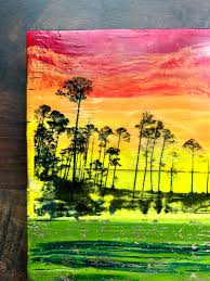 Beach Art for Wall, Encaustic Painting Original, Art, Neon Painting, Bright  Wall, Wall Decor, 8x10 Art, Gift for Her, for Him, Beach Lover