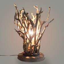 Spinner tree branch table lamp with dark bronze finish and off white linen shade (table lamp 34 h, lamp shade 13 w). Rustic Handmade Tree Branches 1 Light Twig Table Lamp With Solid Wooden Base Ebay